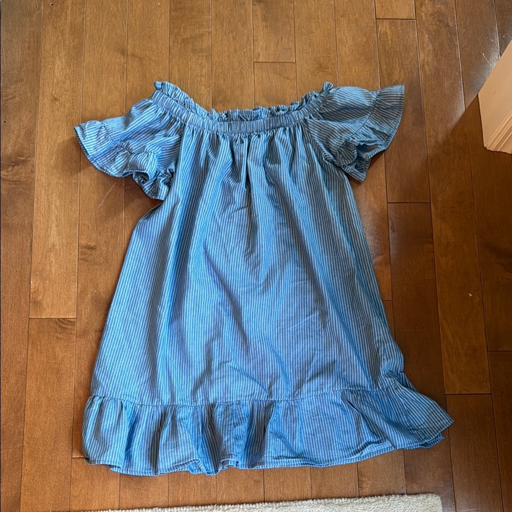 Altar'd State Blue Ruffled Smocked Off-Shoulder Sundress